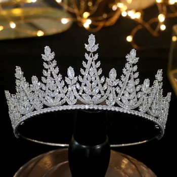 Jaunavedžių vestuvių prabangūs krištolo šukuosena moterų elegantiškas crystal crown karaliaus vestuvių plaukų aksesuarų, cirkonio medžiaga tiara