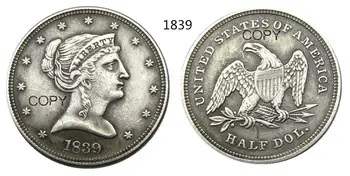 JAV Rinkinys(1838-1882) 9pcs Įvairių Galvos Pusę Dolerio Modelius Sidabro Padengtą Kopijuoti Monetos