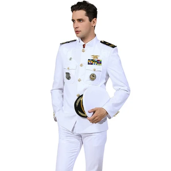 JAV Standarto karinio jūrų Laivyno Vienodos Baltos karinės Aprangos Vyrų Valstijų karinio jūrų Laivyno Formalus drabužiui Balta Kariniai Kostiumai Hat + Striukė + Kelnės