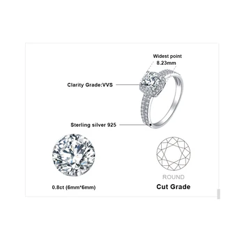 JewelryPalace 1ct CZ Halo Vestuvinis Žiedas 925 Sterlingas Sidabro Žiedai Moterims Jubiliejų Žiedas, Vestuviniai Žiedai, Sidabro 925 Papuošalai