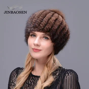 JINBAOSEN Žiemos kelionių kailio kepurę beretė audinės kailio mezgimo vidinis dangtelis lapės kailio kamuolys moteris slidinėjimo kepurę elegantiškas mados