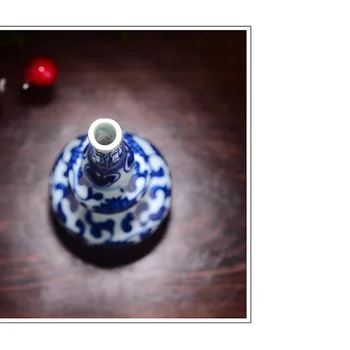 Jingdezhen Antikvariniai Rankų Darbo Handpainted Mėlynos Ir Baltos Keramikos Maža Vaza Patalpų Įrengimui Skirti Dirbiniai Kinijos Kūrybos Gėlių Rengiasi