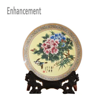 Jingdezhen Famille Rose Keramikos Plokštės Naujo Dizaino Dekoratyvinė Porcelianinė Plokštė Šiuolaikinio Gyvenimo Kambario Rankdarbiai