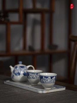 Jingdezhen grynas ranka-dažytos antikvariniai Qinghua porceliano arbatinukas Kinų keramikos retro kung fu arbatos rinkinys vieną puodą arbatinukas