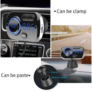 JINSERTA Bluetooth 5.0 MP3 Grotuvas FM Siųstuvas Automobilinis USB QC3.0 Rankų Spalvinga atmosfera, šviesos Parama TF Kortelę