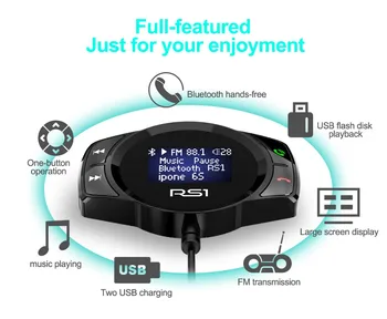 JINSERTA Bluetooth FM Siųstuvas Car MP3 Player FM Moduliatorius laisvų Rankų įranga, Dual USB 2.1 Greitas Įkroviklis iPhone X