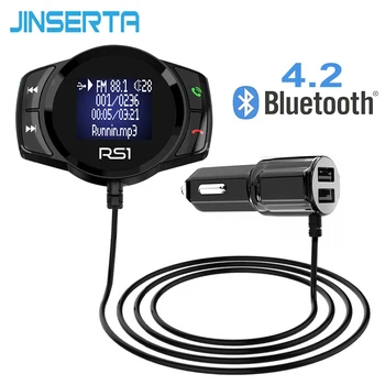 JINSERTA Bluetooth FM Siųstuvas Car MP3 Player FM Moduliatorius laisvų Rankų įranga, Dual USB 2.1 Greitas Įkroviklis iPhone X