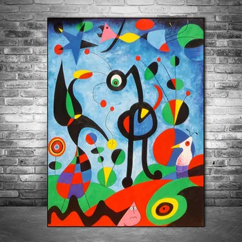Joan Miro Garsaus Kūrinio Atgaminimą Abstrakčiai CanvasCanvas Plakatai, Tapyba ir grafika Sienos Meno Nuotrauką Kambarį Dekoro