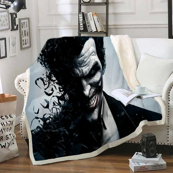 Joker, Juokinga Simbolių Antklodė 3D Spausdinimo Sherpa Antklodę ant Lovos Namų Tekstilės Sapnų Stiliaus 09