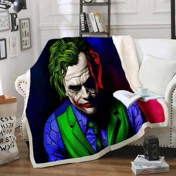 Joker, Juokinga Simbolių Antklodė 3D Spausdinimo Sherpa Antklodę ant Lovos Namų Tekstilės Sapnų Stiliaus 09