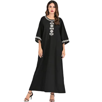 Jungtiniai arabų emyratai Moterų Musulmonišką Hidžabą Suknelė Elegantiškas Abaja Siuvinėjimo Maroko Kaftan Musulman Djellaba Jubah Ilgai Vestidos Eid Islamo Apranga