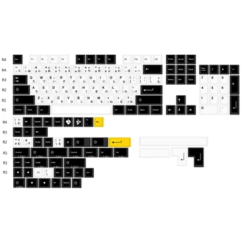 Juoda Ir Balta Japonų minimalistinės Klavišą Caps PBT Penkių Pusių Dažų Subbed Keycap Už MX Jungiklis Mechaninė Klaviatūra Vyšnių Profilis