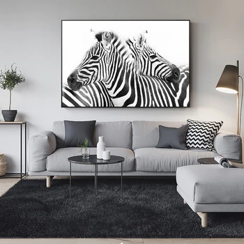 Juoda ir Balta Linija Gyvūnų Drobės Paveikslai Abstraktūs Zebra Plakatai ir Spausdina Sienos Meno Nuotrauką Kambarį Namo Apdaila