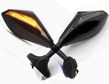 Juoda Motociklo Priekio Atgal LED Posūkio Signalo Integruoti Veidrodėliai HONDA CBR 600RR 1000RR F3 F4 Yamaha FZ1 FAZER