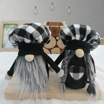 Juodas Pledas Valentino Diena Pora Lėlės Namų Miegamąjį Kambarį Darbastalio Apdaila Gnome Cute Lėlės
