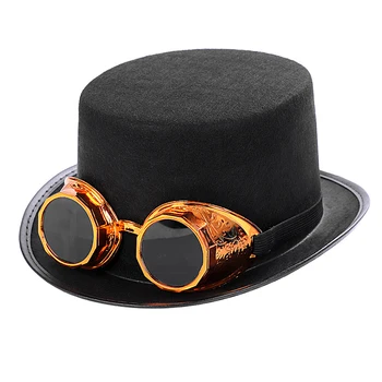 Juodosios Skrybėlės Derliaus Punk Stiliaus su Akiniais Karnavalas Cosplay Kostiumų Priedai Steampunk Skrybėlę Vyrams, Moterims, naujas