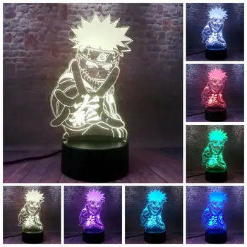 Juokinga 3D Iliuzija LED Spalvinga Mirksi Stalas naktinė lempa Japonijoje Manga Naruto Anime Figuras Žaislai Atostogų