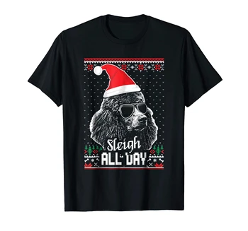 Juokinga Pudelis Kalėdų Rogės visą Dieną T-Shirt-vyriški T-Shirt-Black