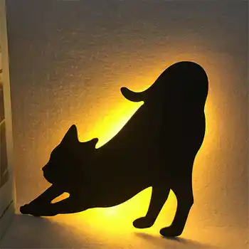Jutiklis ir Balso Jutiklis LED Nakties Šviesos Cute Kačių Baby vaikų Darželio Lempos Šviesos diodų (LED) baterijomis, Sienos Lempa Namų dekoro A