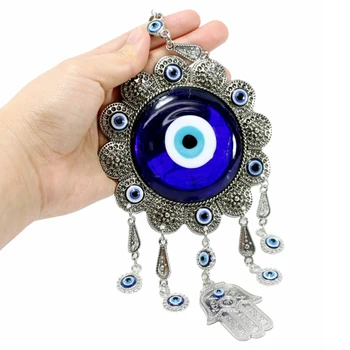 JX-LCLYL Sienos Kabo turkijos Mėlyna Blogio Akių Gėlių Hamsa Vertus Amuletas Dekoro Apsauga