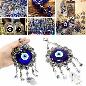 JX-LCLYL Sienos Kabo turkijos Mėlyna Blogio Akių Gėlių Hamsa Vertus Amuletas Dekoro Apsauga