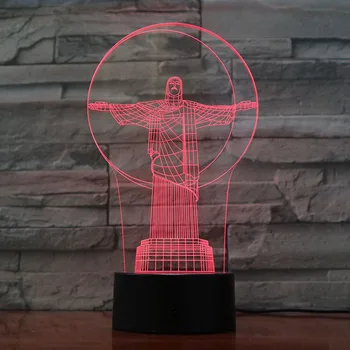 Jėzaus Kristaus Kryžius USB 3D LED Nakties Šviesos Dovanos Stalas Stalo Lempa Miegamasis Viešpats Yra Mano Ganytojas Biblijos Knygos Lempos