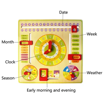 Kalendorius Laikrodis Dėlionė Baby Vaikų Žaislas Animacinių filmų Kalendorius ir Laikrodis Medienos Numeriai Matematikos Ikimokyklinio ikimokyklinio Ugdymo Vaikams