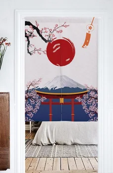 Kalnų fuji scena, Japoniškas stilius, dekoratyvinis durų užuolaidų audinys audinys medvilnė ekranų skiriamoji užuolaidos