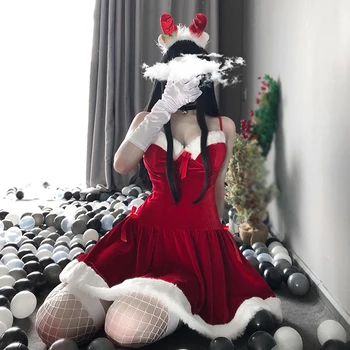 Kalėdos, Kalėdos Ponia Santa Claus Cosplay Kostiumai, Seksualus Apatinis Trikotažas Bunny Mergina Vamzdis Suknelė Tarnaitė Padavėja Vienodas