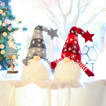 Kalėdų 2020 apdailos Beveidis Žėrintis Lėlės Rudolph Papuošalai Naujųjų Metų dovanos Santa Claus Megztos Lėlės Dekoro KAMBARYS