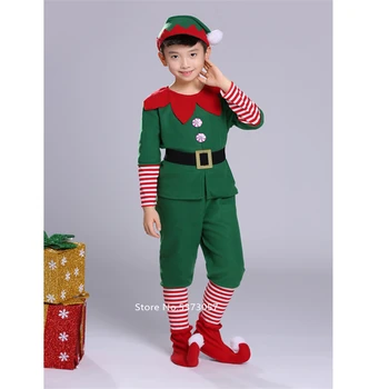 Kalėdų Cosplay Halloween Kostiumai Vaikams Berniukas Mergaičių Elf Grinch Suknelė Naujųjų Metų Kalėdų Karnavalas Šalies Kalėdų Senelis su Skrybėlę Dovana
