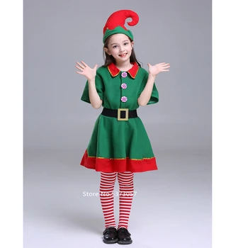 Kalėdų Cosplay Halloween Kostiumai Vaikams Berniukas Mergaičių Elf Grinch Suknelė Naujųjų Metų Kalėdų Karnavalas Šalies Kalėdų Senelis su Skrybėlę Dovana