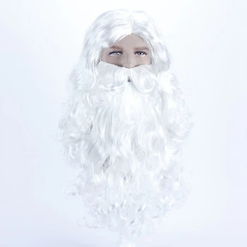 Kalėdų Dovana Kalėdų Senelio Perukas ir Barzda Sintetinių Plaukų Trumpas Cosplay Perukai Vyrams, Balta Hairpiece Priedai Skrybėlę