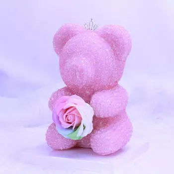 Kalėdų dovana modeliavimas amžinąjį Gėlių Rose Diamond lokys Valentino Dienos dovana draugei, žmonai lady gimtadienio cute lėlės žaislas