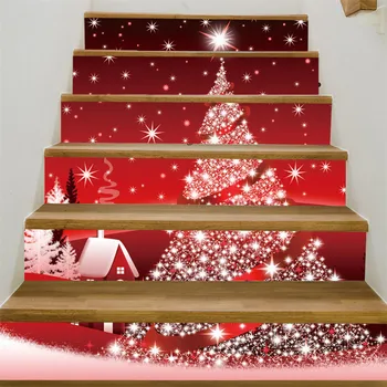 Kalėdų Eglutė Laiptų ir Dekoro Lipdukai, Kalėdų Išvakarės PVC, atsparus Vandeniui Laiptai, Freskos lipnios Tapetai Koridoriaus Laiptų Lipdukai