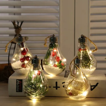 Kalėdų LED Skaidrus Kamuolys Kalėdų Medžio Apdaila Pakabukas Plastikinis Kamuolys Lemputės Sodo Kalėdų Dekoro Lauko Nemokamai