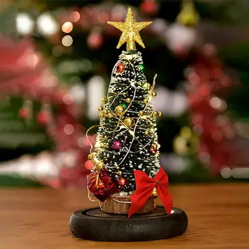 Kalėdų Medis, Stiklas, Dangtis, Lempa LED Stalinis Naktį Lempos Kalėdų Eglutė Lempa Namų Dekoratyvinės Figūrėlės Miniatiūros