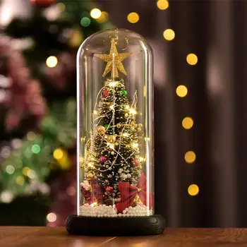 Kalėdų Medis, Stiklas, Dangtis, Lempa LED Stalinis Naktį Lempos Kalėdų Eglutė Lempa Namų Dekoratyvinės Figūrėlės Miniatiūros