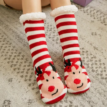 Kalėdų mergaičių Filmukai, Anime, šlepetės Žiemą šiltas pliušinis Lapės, briedžiai grindų kojinės moterims saldus Patalpų namuose, tėvų-vaikų batai