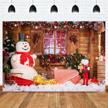 Kalėdų Nuotraukų Fone fotostudija Žiemos Kalėdų Medžio Sniego Namų Puošybai Fone Photocall Mediniai Jaukioje Salono