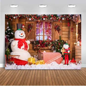 Kalėdų Nuotraukų Fone fotostudija Žiemos Kalėdų Medžio Sniego Namų Puošybai Fone Photocall Mediniai Jaukioje Salono