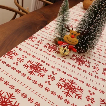 Kalėdų Stalo Runner Drobės Tasseled atspausdinta Lentelė Darbalaukio Dekoratyvinis Naujųjų Metų Kalėdos Tekstilės Dekoro Stalo Vėliavėles Navidad 2021
