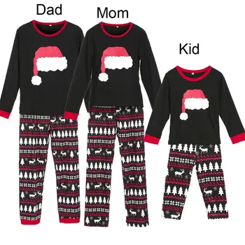 Kalėdų Šeimos Atitikimo Pižama Nustatyti, Tėtis, Mama, Vaikai Sleepwear Ilgomis Rankovėmis Atspausdintas Kalėdos PJs Casaul Medvilnės Drabužių Komplektus