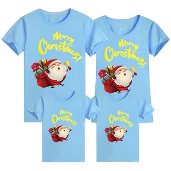 Kalėdų Šeimos Drabužių 2020 Santa Claus Stiliaus Vaikas marškinėliai Mamytė ir Man Drabužius, Mama, Dukra, Tėvas Atitikimo Šeimos Komplektai
