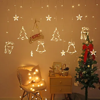 Kalėdų šviesos diodų (LED) šviestuvai plug string žibintai tinka vidaus ir lauko apdailos šeimos šalys Kalėdas