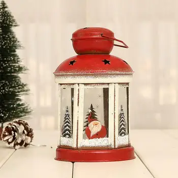 Kalėdų Žvakė Žibinto Šviesą Geležies Santa Claus Naktį Šviesa Lange Darbalaukio Papuošalai 2021 Naujųjų Metų Linksmų Kalėdų Apdaila