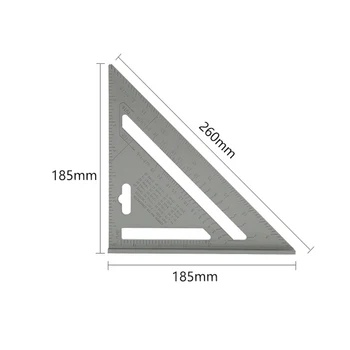 Kampas Valdovas 7/12 colių Metrinių Aliuminio Lydinio Trikampio Matavimo Liniuote, Medžio Greičio Kvadrato Trikampio Kampas Matlankis Matavimo