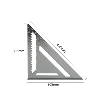 Kampas Valdovas 7/12 colių Metrinių Aliuminio Lydinio Trikampio Matavimo Liniuote, Medžio Greičio Kvadrato Trikampio Kampas Matlankis Matavimo