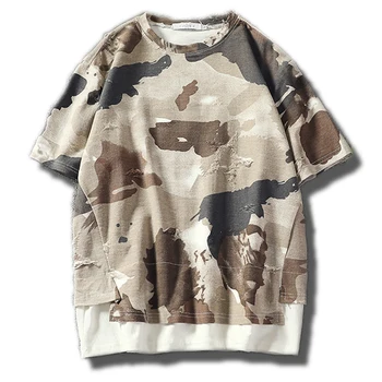 Kamufliažas suplėšyti marškinėliai vyrams drabužius 2020 5xl streetwear karinės trumpas rankovės hip-hop medvilnės marškinėlius kratinys tee marškinėliai TS31