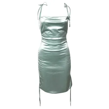 KANCOOLD suknelė Moterų Raukšlės Seksualus Slim Camisole Low-Cut Rankovių Atvira nugara Suknelė Klubas Suknelė Mados nauja suknelė momen 2020MAR17